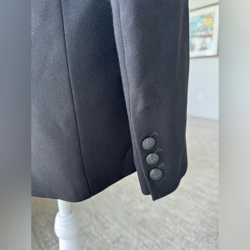 J. Crew Black Button Tailored Blazer 2 Small Sport Coat Wool Blend Jacket pocket